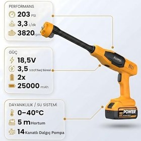 Resim NPO AUHMA ACR07 Reel 203PSI Çift Akülü Yeni Nesil Motor 12 Parça Profesyonel Oto Yıkama Tabancası (Gri/Siyah/Turuncu) 