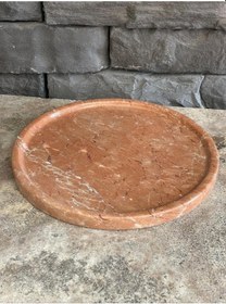 Resim Gül Pembesi Mermer Tepsi 26x3 Beyaz 