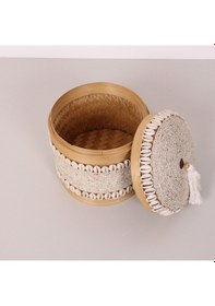 Resim Bali Boncuklu Bambu Saklama Kutusu L 20x23 Cm 
