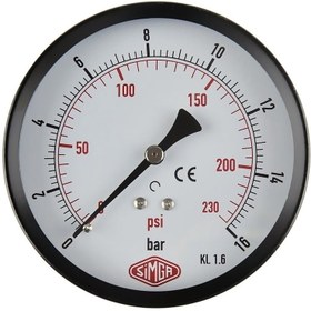 Resim SIMGA 0-160 Bar Çap Ø52 Mm Arkadan Bağlantılı Kuru Tip Manometre 