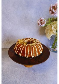 Resim Justwood Ligna Melamin Ahşap Rölyefli 28 Cm Lucca Ayaklı Pasta Tabağı, Servis Tabağı, Sunumluk Koyu Kahverengi 