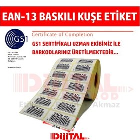Resim Ürün Barkod Etiketi Ean-13 Barkod. 25X50 Perakende Ürün Etiketi 100 Adet 