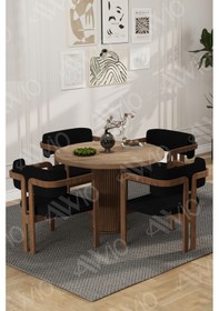 Resim Avvio Carmen Serisi Bohem Ayak 4'lü Tokyo Metal Demonte Sandalye Masa Sandalye Takımı Akça Masa Sandalye Kahve Kumaş Siyah 