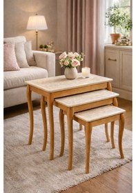 Resim Zigon Sehpa Pesaro Traverten Ceviz Traverten Ceviz 