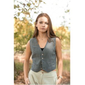Resim Verdeblanco Düğme Detaylı Müslin Yelek Antrasit 