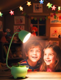 Resim ORİJİNALDÜKKAN Özel Tasarım Pet Şarjlı Gece Masa Lambası Dokunmatik 3 Farklı Led Işıklı Hediyelik Çocuk Odası Yeşil 