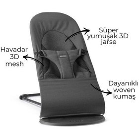 Resim BabyBjörn Balance Soft Ana Kucağı Woven Jersey Tri-Fabric Dark Grey 