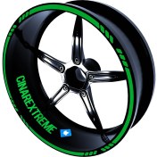 Resim 4 Parçalı Kesikli Tasarımlı Orman Yeşili Jant Şeridi Sticker Çınar Extreme 