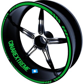 Resim 4 Parçalı Kesikli Tasarımlı Orman Yeşili Jant Şeridi Sticker Çınar Extreme 
