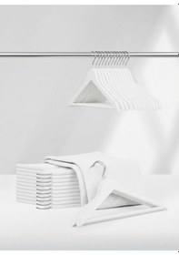 Resim Beyaz Ahşap Elbise Pantolon Askısı 10 Adet Beyaz 