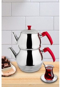 Resim Bondila Aile Boy Küre Çaydanlık Seti 1,2 Litre + 2 Litre (Kendinden Süzgeçli) 