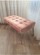 Resim Modern Dilim Puf Ayakucu Puf Gümüş Metal Ayak 100 45 Vizon 