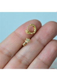Resim Gold Cerrahi Çelik Yıldız Modelli Halka Tragus Piercing Helix Lob Renkli 