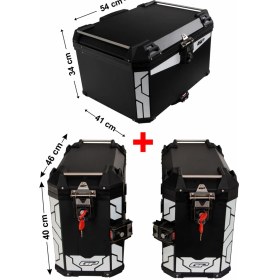 Resim Gp Kompozit Universal 75+40+40 Lt Alüminyum Motosiklet Çanta Seti Siyah 