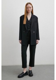 Resim Önü Pensli Skinny Kumaş Pantolon Siyah Siyah 