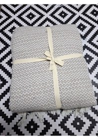 Resim Pamuklu Pike Renkli Desenli Örtü Bej Bej 