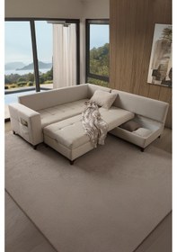 Resim Aura Köşe Koltuk Takımı Krem Sağ Köşe Krem 