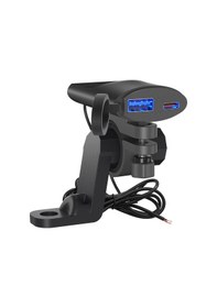 Resim Honmex Motosiklet Akıllı Şarj Cihazı, Ultra İnce, Qc3.0+type-c Çift Hızlı Şarj, Geribakış Aynası Genişletme Braketi İle Siyah 