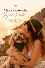 Resim NEHOLİA Kadın ve Köpek Kombin Bandana - El Örgüsü Bohem Stil Uyumlu Anne Köpek Bandanası - Ayarlanabilir Tasarım 