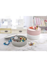 Resim 3 Gözlü Saklama Kabı Dikiş Ve Takı Kutusu - Beyaz Belirtilmemiş 