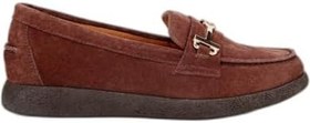 Resim HOTİÇ Kadın Süet Deri Kahverengi Yumuşak Tabanlı Comfort Günlük Loafer 