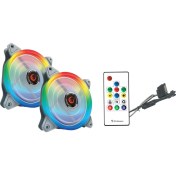 Resim Rampage RB-K2 120 x 120 x 25mm 2 x Aurora gökkuşağı Ledli Fan 2 x gökkuşağı LED Şerit Uzaktan Kumandalı Fan 