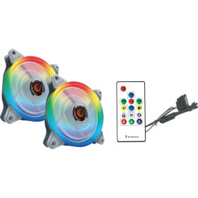 Resim Rampage RB-K2 120 x 120 x 25mm 2 x Aurora gökkuşağı Ledli Fan 2 x gökkuşağı LED Şerit Uzaktan Kumandalı Fan 