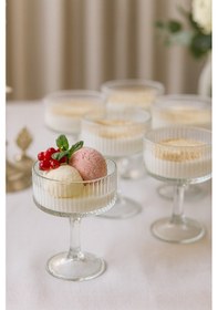 Resim Grandora Cam Dondurma Ve Tatlı Kasesi 6 Lı Set Şık Ayaklı Servis Kasesi Reçel, Çerez, Puding Sunum Kasesi Şeffaf 