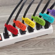 Resim 20 Adet Canlı Çok Renkli Yazılabilir Kablo Etiketleri - Kolay Düzenleme ve Tanımlama için Dayanıklı Kablo Etiketleri, Ev ve Ofis Kullanımı için Mükemmel, TV, Roku, Ses Barı, DuDu, ROM ve LAMP Etiketleri Dahil 