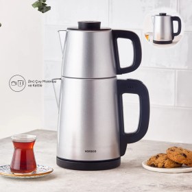 Resim Karaca 2 In 1 Çay Makinesi ve Su Isıtıcı Paslanmaz Çelik Inox 