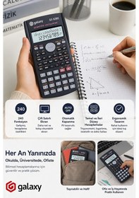 Resim Fonksiyonlu Bilimsel Hesap Makinesi 1 Adet 8x14cm 240 Fonksiyonlu Galaxy Gx-82ms Mühendis Öğrenci 2 Satır Ekran Tasarım Siyah 
