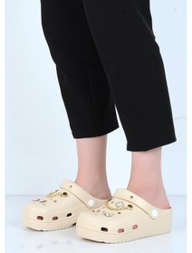 Resim Apella E800-6 Fiesta Bej Eva Kadın Taşlı Günlük Terlik 001 