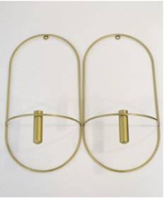 Resim MetaQuartz Aksesuar 2 Li Gold Oval Çiçeklik , Modern Dekoratif Metal Duvar Çiçeklik 