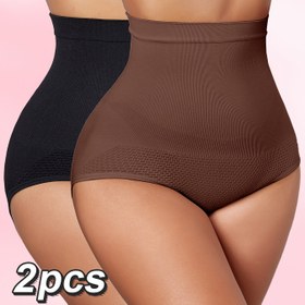Resim 2'li Paket Kadınlar İçin Yüksek Bel Karın Kontrollü Dikişsiz Şekillendirici Şort - Nefes Alabilen Mesh Panelli Kalça Kaldırma Kısa Şort, Günlük ve Spor İç Çamaşırları (Siyah & Kahverengi), Vücut Şekillendirme, Rahat Giyim, Dayanıklı Kumaş, Moda İç Giysi, Fitness Tutkunları İçin 
