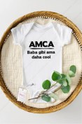 Resim Amca Baba Gibi Ama Daha Cool 2 Özel Tasarım Bebek Zıbın Pamuklu Çıtçıtlı Body 