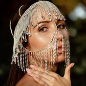 Resim Taşlı Yüz Zinciri Maskeli Lüks Püsküllü Bandana, Moda Etnik Tarz Elf Temalı Alın Takıları Şenlikli Kostüm Aksesuarı 