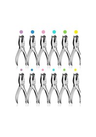 Resim Xurunkeji 12'li Paket 1 Delikli Delgeç 1/4 Ve 1/8 İnç Tek Delikli Delgeç Metal 5 Sayfa Kapasiteli Tek Delikli Delgeç Seti Kağıt Delgeçleri 