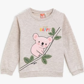 Resim Kız Bebek Baskılı Bisiklet Yaka Sweatshirt 