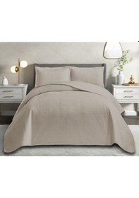 Resim Yeni Nesil Nubuk Yaz - Kış Modern Lüks Yatak Örtüsü, Pollen ,çapa , Çift Kişilik Taş 