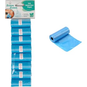 Resim Bamm Bamm Kirli Bebek Bezi Poşeti Çanta Boy Mavi 8 Rulo (120 Adet) 