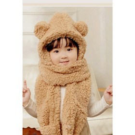 Resim Bundera Babykid Çocuk Kapşonlu Peluş Bere Atkı Eldiven Welsoft Boyunluk Rüzgar Geçirmez Kulaklı Şapka 