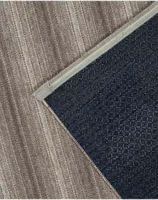 Resim Cool 402 Vizon Çizgili Pamuk Makine Halısı - Vizon / 80 x 150 