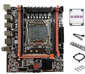 Resim Sefdrert Anakart X99E + CPU E5 2678 V3 Çift Kanallı 4XDDR4 RECC RAM PCIE X16 NVMe LAN Kart Gigabit Masaüstü Anakart 