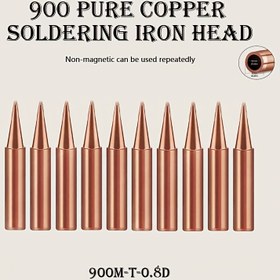 Resim 10 adet 900M-T-0.8D Saf Bakır Lehimleme Demiri Uçları - Manyetik Olmayan, Elektronik Tamir ve DIY El Sanatları için Tekrar Kullanılabilir, Metal Lehimleme Araçları için İdeal, Lehimleme Temel Ekipmanları | Profesyonel Görünüm | Dayanıklı Lehimleme Uçları, Lehimleme Ekipmanı, Pil Olmadan 