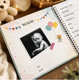 Resim POLABOOK Pembe Hamilelik ve Anne Bebek Günlüğü Bebek Anı Defteri 0-1 Yaş Albümü Sticker Hediyeli 