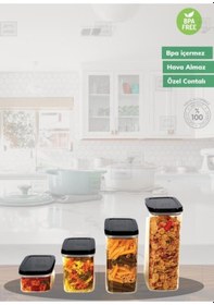 Resim 20 Li Saklama Kabı Seti Sızdırmaz Erzak Kabı Hava Almaz Bakliyat Kutusu Siyah 