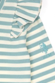 Resim U.S. Polo Assn. Kız Çocuk Mint Çizgili Bisiklet Yaka Sweatshirt 50317983-VR090 