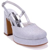 Resim Dagoster Dza07-337560 Gümüş Simli Platform Topuklu Kadın Ayakkabı Gümüş 