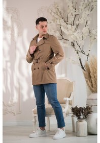 Resim Slim Fit Astarlı Baharlık Kemerli Erkek Trençkot 001 