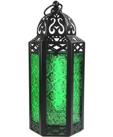 Resim Youtek Yeşil Amerikan Köy Stili Renkli Cam Feneri, Demir Çelik Mumluk, Ev Dekorasyonu Aksesuarı, Ev İçi Dekoratif Mümkür 
